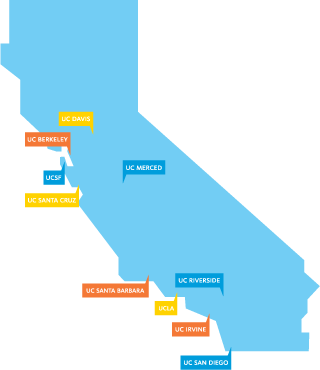 map of California with UC campus locations